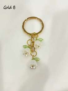 1件兰花仿珍珠钥匙扣流苏吊饰钥匙扣、钥匙扣配件、包包吊饰、汽车钥匙扣、耳塞盒装饰，女士礼物。可爱珍珠兰花钥匙扣、创意流苏钥匙扣、背包吊坠、包包装饰、生日/派对礼物 - 彩色 - 查看 12