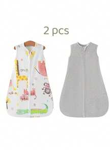 2pcs Sleeveless Sleep Sack With Rounded Bottom Light And Comfortable 2-Way Zipper Toddler U-Shaped Sleeping Bag, Sleep Sack Wearable Blanket Baby