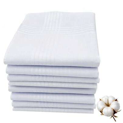 6 PCS Handkerchiefs For Men 100% Soft Cotton White Hankie Handkerchief Bulk Father's Day Gifts-149030