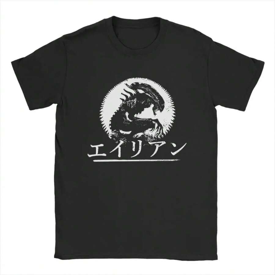 Men's T-Shirt Xenomorph Alien Movie Vintage Pure Cotton Tee Shirt Short Sleeve T Shirt Round Collar Clothing Plus Size - Black - View 1
