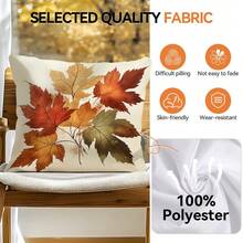 1pc Vintage Thanksgiving Pumpkin & Maple Leaf Single-Sided Print Pillow Cover - Peach Velvet Pillow Case 45*45cm
