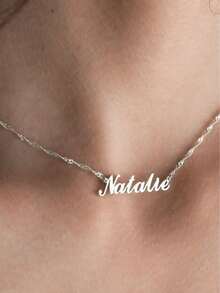 1Pc Custom Name Necklace By Caitlyn Minimalist Sparkle Twist Chain Name Necklace Stainless Steel Jewelry Necklace Personalized Gifts For Bridesmaid Proposal,New Year Glamour