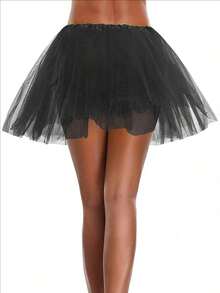 1pc 40cm Ballet Skirt Mesh Princess Fluffy Skirt Cosplay Skirt Ballet Skirt Chiffon Skirt Birthday Party Role-Playing Dress Chiffon Skirt Halloween, Tutu Skirt Girl Halloween Costume Party Dress