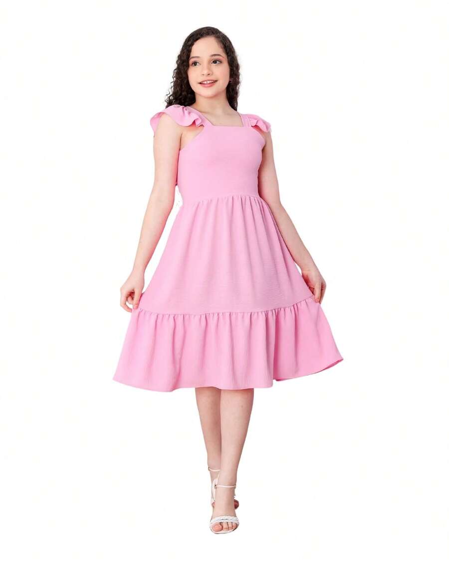 Short Plain Tank Top Dress - Baby Pink - View 1