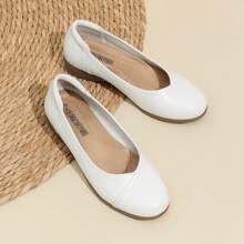 Women's Flats  Comfortable Arch Support Slip-On Business Office Casual Dress Wearables With 3D Molded Insole Ballet  Flats Shoe - 白色 - 查看 4