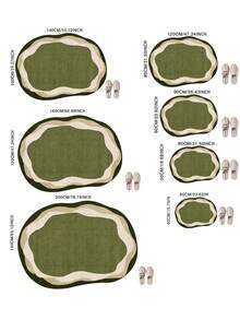 1pc Asymmetrical Green Color Block Faux Wool Rug, Decorative Carpet, Bedroom Decor, Small Rug, Carpet, Home Decor, Living Room Rug, Living Room Small Rug, Bedroom Rug, Living Room Home Decor, Outdoor Rug, Washable Rug, Plush Rug, Fuzzy Rug, Autumn/Winter Rug, Thick/Fluffy