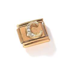 1 件 26 个字母模块化手链焊接 DIY 珠宝配件 - 金色鑲鑽-金底 - 查看 15