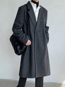男士长袖过膝风衣，经典商务休闲风格，垂坠感极佳，尽显高贵优雅气质，双排扣设计更添复古魅力，秋季必备单品。