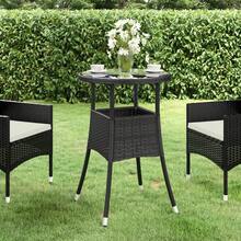 vidaXL Gartentisch Ø60x75 cm Hartglas und Poly Rattan Schwarz - Schwarz - Übersicht 1