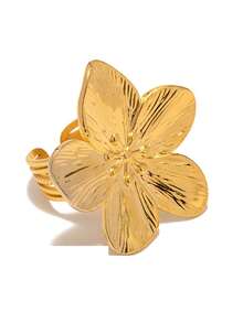 1 件带有金属装饰的花形 3D 戒指，百搭设计，营造夏日氛围，是送给朋友和女朋友的绝佳礼物 - 花朵戒指 - 查看 8