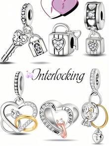 1Count Love Lock Two Pieces Set, Ring Pendant The Beauty Of The World Is Intertwined With You You Can Give Friends, Girlfriends, Lovers Valentine's Day, Halloween, Thanksgiving, Christmas, Anniversaries, Parties And Other Holiday Gifts