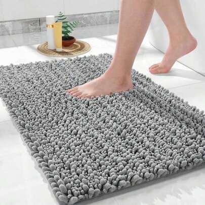 1 pieza Alfombra de baño antideslizante, alfombra de baño de chenilla mullida y densa de microfibra, lavable a máquina, suave y cómoda, muy absorbente, adecuada para bañera, ducha y baño