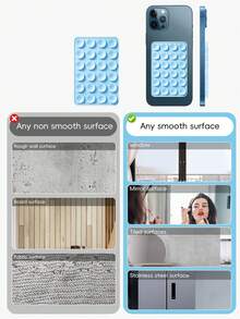 48-Piece Double-Sided Suction Cup Phone Stand, 24 Suction Cups On Each Side, Detachable Phone Stand, Waterproof And 360° Rotatable, Suitable For Bathroom Walls, Glass Mirrors, Dressing Tables, Various Smooth Walls, Not Suitable For Rough Walls, Compatible With All Mobile Phones And Mini Tablets Compatible With IPhone, Android Phone, Gift For Birthday, Family, Friends Phone Holder Phone Accessories