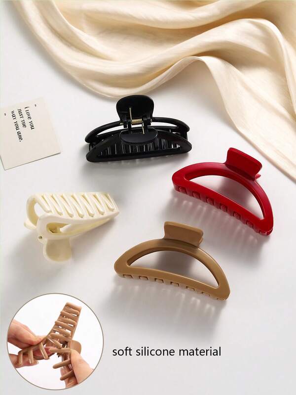 1 pieza Este clip para el cabello de material suave y resistente a choques de este comercio transfronterizo tiene un material de silicona suave semicircular de 9 cm que es resistente a las caídas. Es un clip para el cabello de mujer con un pasador y una pinza de cabello con media cremallera en la parte posterior de la cabeza. Es un accesorio de mujer y adecuado para regalar a amigos, maestros, cumpleaños u Halloween, accesorios de moda para el cabello de otoño, pinzas elegantes para el cabello para vacaciones y atuendos de mujer en invierno.