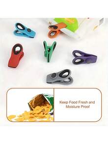 10个装食品袋夹 多功能食品收纳袋密封夹 防潮防尘密封夹 适用于各种塑料袋和零食袋 厨房收纳储物 厨房配件