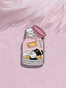 1枚可爱猫形胸针，卡通动物珐琅胸针，男女通用服装配饰，适合装饰背包、牛仔裤、围巾、帽子等。 - 均碼 - 查看 2