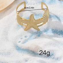 1 Set Summer Ocean Resort Style Starfish & Shell Bracelet & Ring Set, Suitable For Women Beach Vacation Wear