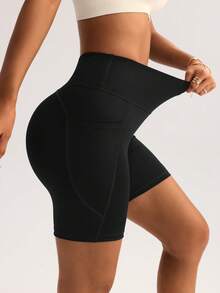 FWH Women's Fashion Stretchy Casual Elegant Sports Fitness Shorts – Spring/Summer Versatile Retro Simple Slimming High-Waisted Comfortable Running Streetwear Basic Advanced Edition (With Pockets/Sexy Booty-Lifting Peach Yoga Shorts)