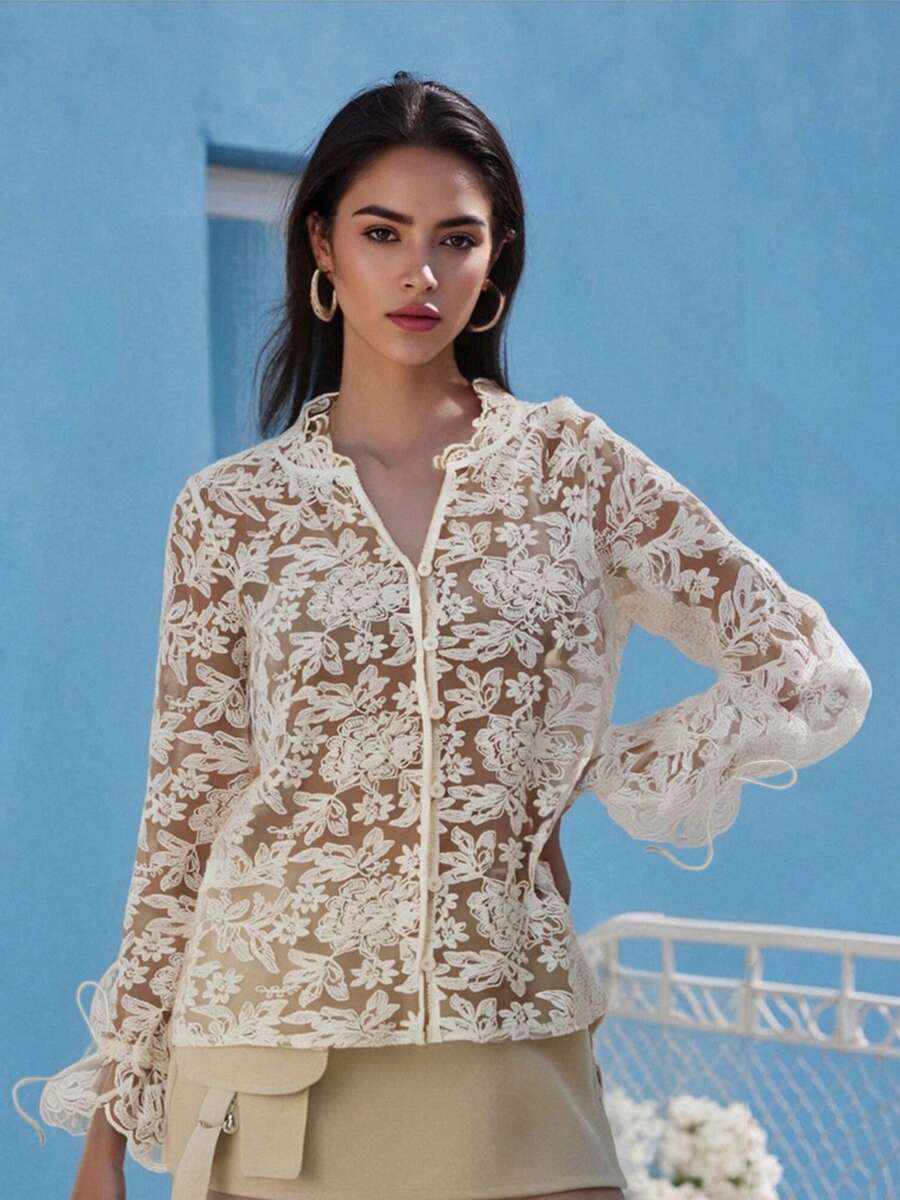 Women Blouses & Shirts - Beige - View 1
