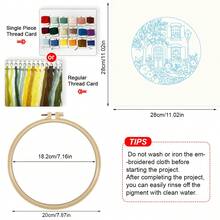 1 Piece Embroidery Set, 15x15cm/5.9x5.9 Inches, 20x20cm/7.9x7.9 Inches, Handmade DIY Embroidery Set, Landscape, Scenery Outside The Window, Natural Landscape Pattern, Suitable For Adult Beginners, Including Embroidery Cloth, Instruction Manual, Embroidery Frame And Needlework, Gifts From Friends And Family, Furniture, Office Handmade Artwork.