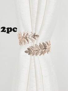 1pc/2pcs Metal Leaf Curtain Rings, Suitable For Curtain Decoration And Fixing