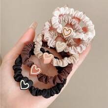 5 Stücke minimalistische Bärenkopf Haargummis, hochwertige elastische Haarbänder, Haargummis für den Pferdeschwanz, stilvolle kaffeebraune Haaraccessoires für Frauen