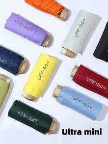 1pc Manual Umbrella, Mini Pocket Umbrella, Women's Sun Protection Umbrella, UV Black Coated, Anti-UV, UPF50+ Sun Umbrella, Dual Use Umbrella, 5-Fold Flat Sun Umbrella, Super Lightweight, High Density Impact Fabric Canopy, 6 Ribs, Capsule Folding Umbrella, Advertising Umbrella, Wedding Photo Umbrella, Women's Shopping Umbrella, Waterproof Summer Umbrella, Travel Umbrella,Spring Summer Picks,Brides Maid Gifts,Room,Bedroom Decor,Beach,Travel,For Men,For Women,Vacation,Cute Stuff - Multicolor - View 1