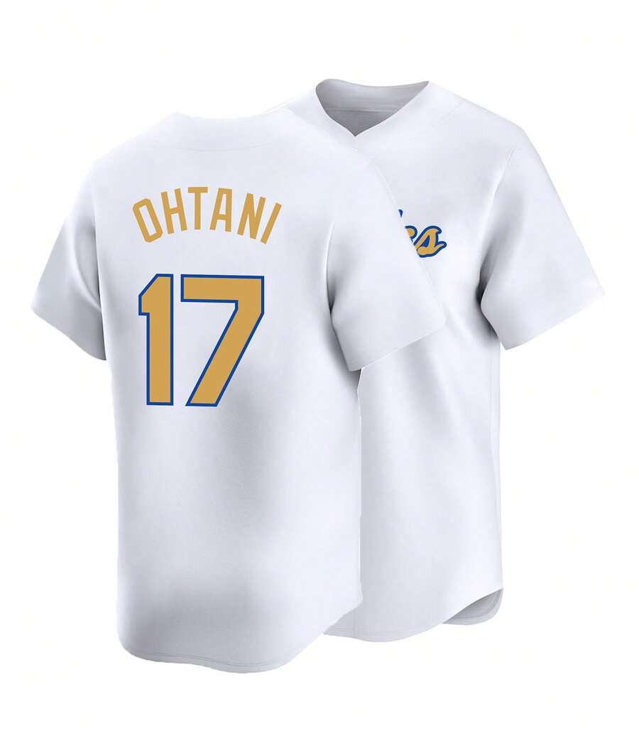 Men's Baseball Jersey 17 White Button-Down Embroidered Sports T-Shirt Gym Clothes Men Basic T Shirt - White - View 1