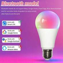 RGB智能灯泡，语音控制，智能定时，多色可调，氛围音乐节奏照明，便捷的生活伴侣，适用于卧室、书房、客厅、厨房等各种室内场景 - 多色光 - 查看 11