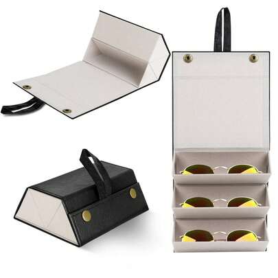 Custodia in pelle per occhiali con più scomparti, organizer artigianale per occhiali, custodia da viaggio portatile per occhiali da sole