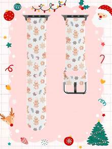 1 Peça Pulseira de Relógio Branca de TPU com Padrão Minimalista de Homem de Gengibre de Natal, Compatível com 38/40/41/42/44/45/49mm Ultra/SE/10/9/8/7/6/5/4/3/2/1