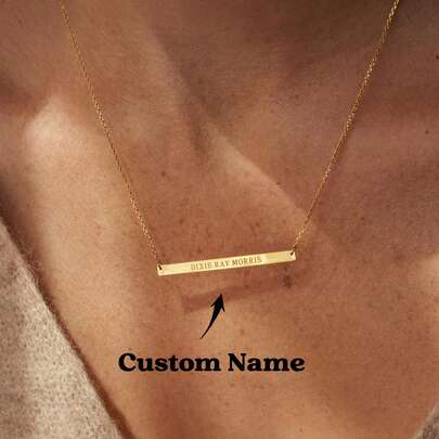 Engraved Name Bar Necklace Personalized - Custom Name Necklace - Personalized Name Jewelry