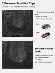 Pieza de cabello postizo invisible para mujer - Cabello sintético liso para un aspecto talla grande lleno y talla grande grueso - Perfecto para todo tipo de cabello, cubrir canas, aumentar el volumen del cabello