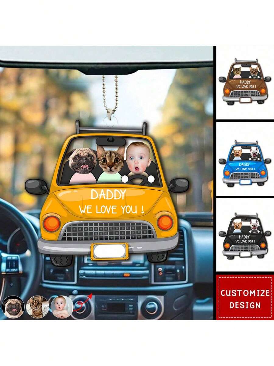 1/3pcs Custom Photo And Text Drive Daddy Car Ornament Keychain, Personalized Photo Acrylic Car Decor Accessories, Personalized Car Hanging, Drive Daddy Customized Baby Photo Acrylic Car Hanging, Funny Customized Drive Daddy Acrylic Hanger Gift Idea For Husband, Birthday Gift Idea For Papa, Couple Gift, Valentine Gift, Anniversary Gift, Father's Day Gift, Best Friend Gift, Gift For Dad, Gift For Boyfriend.