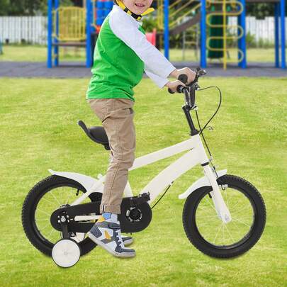 14-Inch Kids Bike With Training Wheels – Adjustable Height, Durable &  Children's Bicycle For Beginners, Balance Training, Gift For Boys & Girls (White/Black)