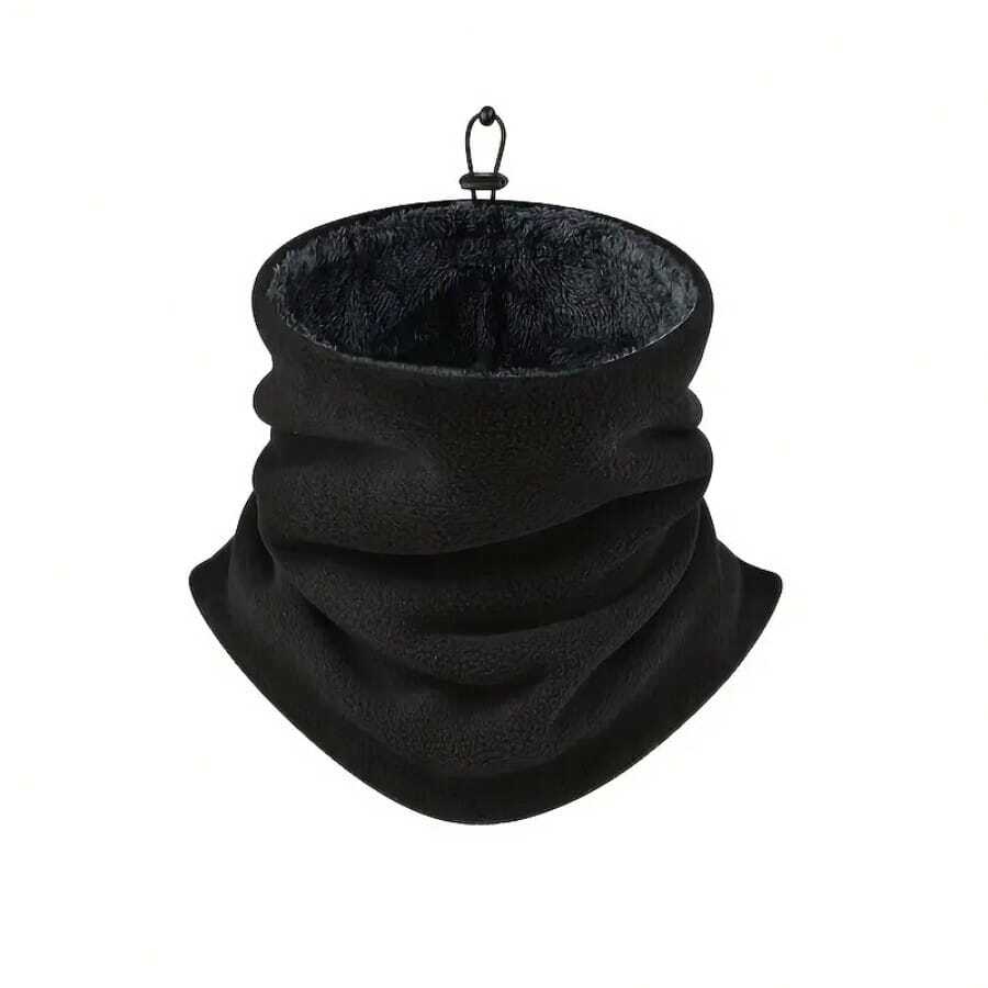 1 peça de cachecol masculino quente para o pescoço - malha de poliéster respirável e resistente ao vento com forro térmico, cachecol reversível para ciclismo no inverno, cor sólida (preto/cinza), lavável à mão, equipamento para clima frio, forro de alta qualidade, cachecol versátil para o pescoço, estilo de vida ativo
