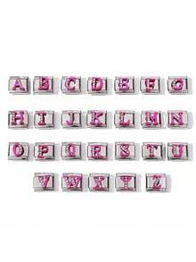 1 件 26 个字母模块化手链焊接 DIY 珠宝配件 - 金色鑲鑽-金底 - 查看 2