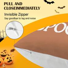 1pc Halloween Theme Single-Sided Printed Throw Pillow Cover - Peach Velvet Cushion Cover 45*45cm