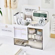 1 pieza Organizador de cajón de escritorio de acrílico, caja de almacenamiento apilable transparente para escritorio de oficina, planificador y papelería