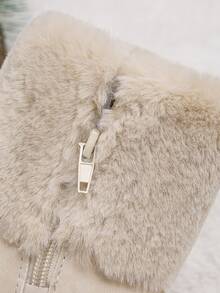 Toddler Girls' Fashionable Cute Tall Faux Fur Snow Boots, Soft Comfortable Warm - Beige - View 7