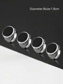 1pc Men's Fashion Personalized Accessory, Retro Punk Style Ring With Black Faux Gem, Suitable For Everyday Wear - 19031244 - View 22