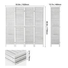 Wood Room Divider, 4 Panel Folding Privacy Screen, 66.9 Inches Tall Indoor Wooden Partition, Portable Decoration Screen, For Room Separation, Home, Office, Restaurant & Bedroom (Light Grey) - Màu vàng - Xem 10