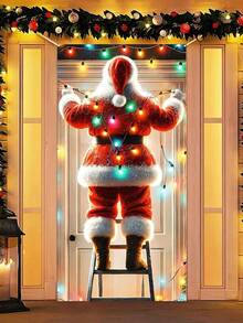 1pc Santa Claus Hanging Banner, 70.8x35.4 Inches, Made Of Polyester, Suitable For Home Entrance And Outdoor Christmas Decoration