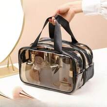 1PC Storage Bag Makeup Travel Bag Make Up Brush Bag Toiletry Bag Transparent Makeup Bag Made Of PVC Material, Hand-Held Toiletry Bag, Cosmetic Storage Bag, Beach Bag, Essential For Traveling