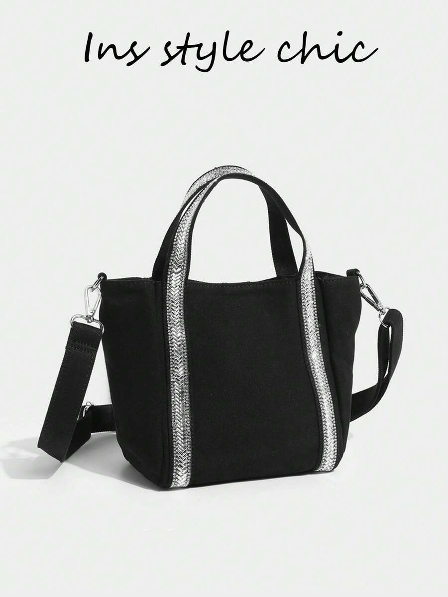 Neue Handtasche aus Polyesterstoff mit Pailletten-Patchwork, leichte tragbare Doppelgriff-Geldbörse mit Reißverschluss für Frauen, Polyesterfutter, geeignet als Geschenk und für den täglichen Gebrauch, Reisen und Einkaufen