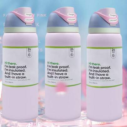 This Light Pink Mug Will Satisfy Your Girly Heart! It Features A Dual-Spout Design With Interchangeable Straws For Drinking Directly From Your Cup! It's Portable And Stylish For Outdoor Travel! The Large 1-Piece Capacity Makes It Even More Practical, And It's Excellent At Keeping Both Heat And Ice Cold!