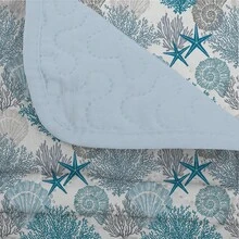2/3pcs Stylish Blue Multi-Element Stitching Printed Quilt Set(1 Quilt + 1/2 Pillowcases), Easy To Clean And Machine Washable Summer Bedding Set, 100% Polyester Breathable Bedspread Set,Fresh Ocean Summer Bedspread,All Seasons, Room Decor - sao biển san hô - Xem 8