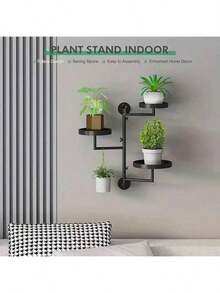 1 pieza Estantería metálica rotatoria de 3 niveles para plantas, montaje en pared, para suculentas y plantas en maceta, ahorro de espacio, organizador de balcón y jardín, decoración para el hogar, uso interior y exterior