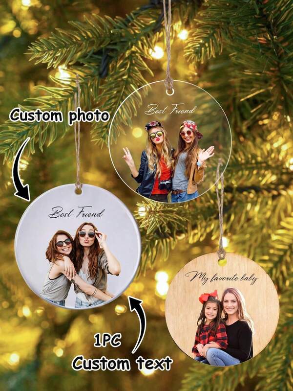1 pezzo Decorazioni natalizie personalizzate con foto - Decorazioni natalizie con foto personalizzate 2024, decorazioni per alberi di Natale, decorazioni natalizie, regali di Natale per mamma, papà, bambini, animali domestici, amici, regali per donne, amicizia, regali di compleanno per donne, amici a distanza, migliori amiche, regali per colleghi