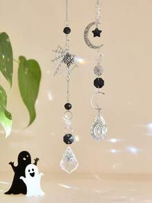 3 cái bắt nhện pha lê, đồ trang trí Halloween kinh dị, đồ trang trí nhện trên mạng nhện, đồ treo tường phù thủy, đồ trang trí mùa đen tối - màu đen - Xem 6